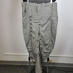 JW Los Angeles Grey Buttoned Leg And Front Design Pants Curved Leg